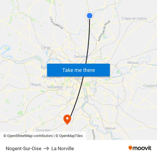 Nogent-Sur-Oise to La Norville map