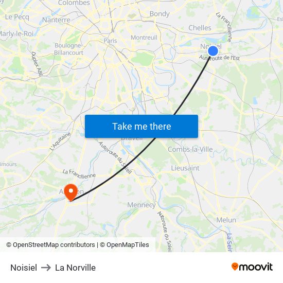 Noisiel to La Norville map