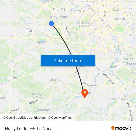 Noisy-Le-Roi to La Norville map