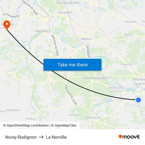 Noisy-Rudignon to La Norville map
