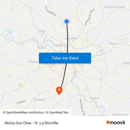 Noisy-Sur-Oise to La Norville map