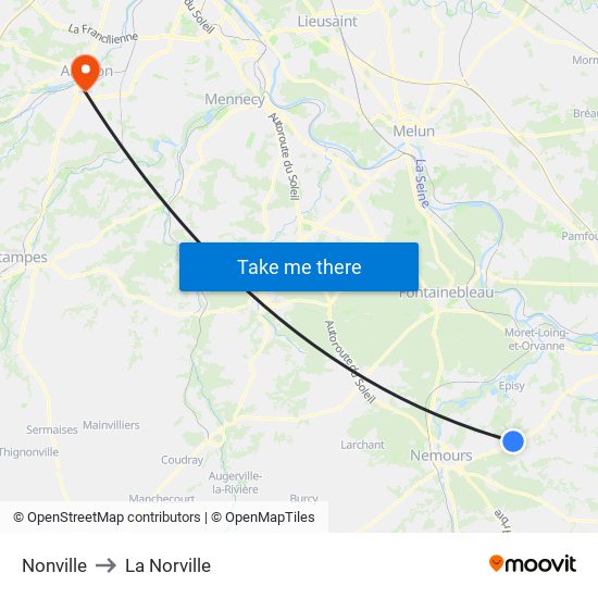 Nonville to La Norville map