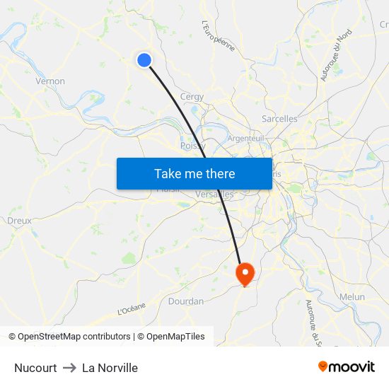 Nucourt to La Norville map