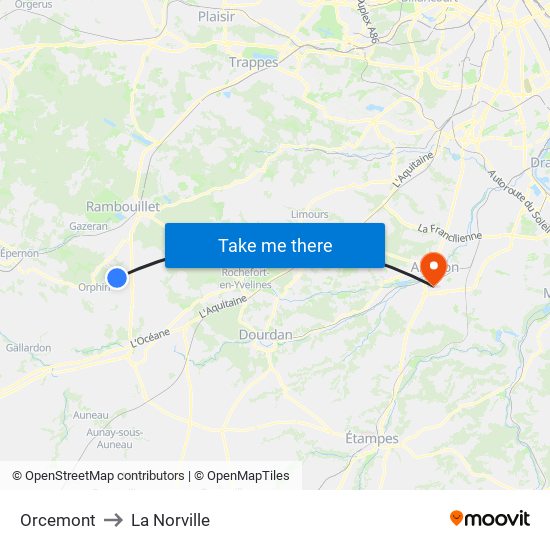 Orcemont to La Norville map