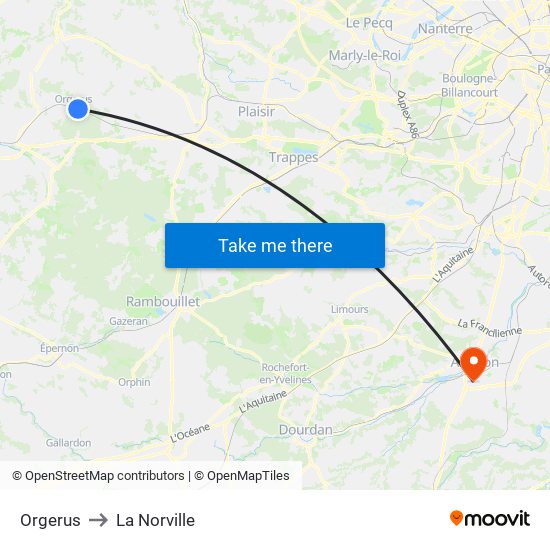 Orgerus to La Norville map