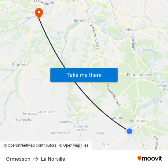 Ormesson to La Norville map