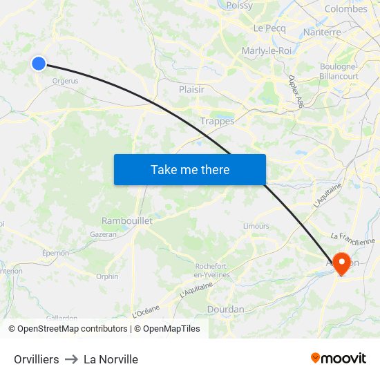 Orvilliers to La Norville map