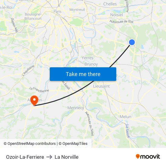 Ozoir-La-Ferriere to La Norville map