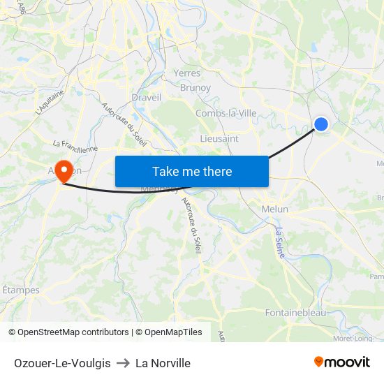 Ozouer-Le-Voulgis to La Norville map