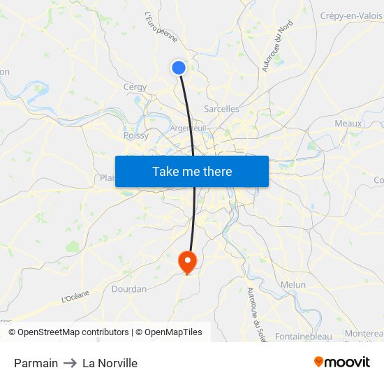 Parmain to La Norville map