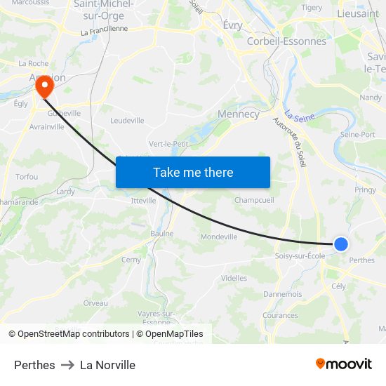 Perthes to La Norville map