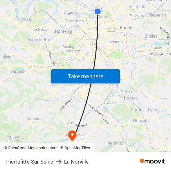 Pierrefitte-Sur-Seine to La Norville map