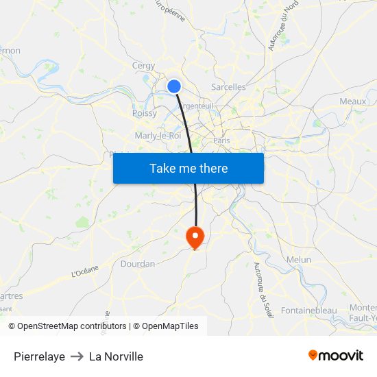 Pierrelaye to La Norville map