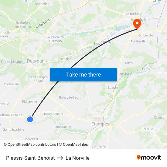 Plessis-Saint-Benoist to La Norville map