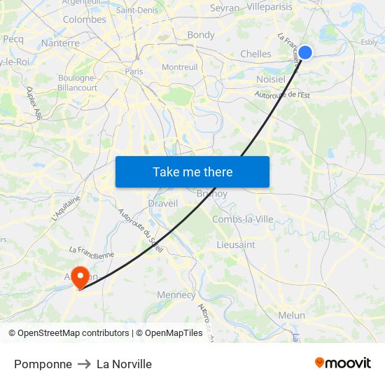 Pomponne to La Norville map
