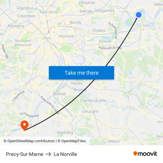 Precy-Sur-Marne to La Norville map