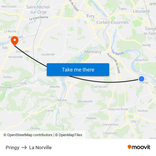 Pringy to La Norville map