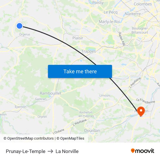 Prunay-Le-Temple to La Norville map