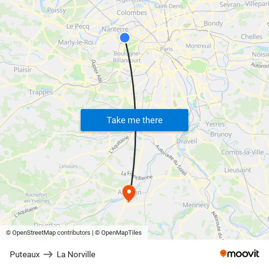 Puteaux to La Norville map