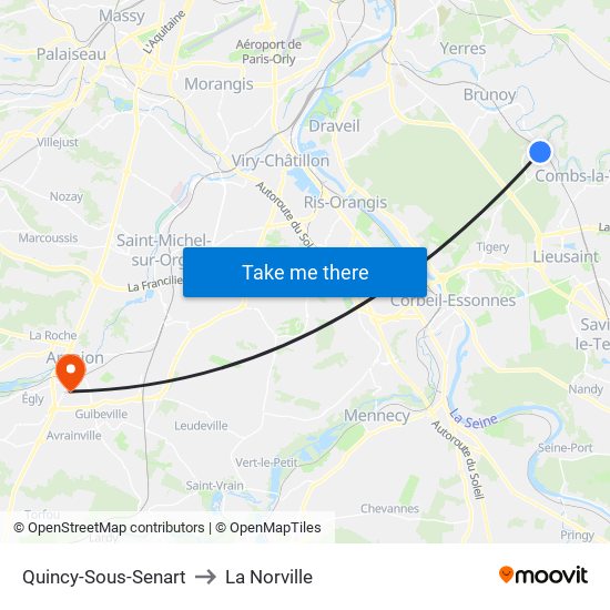 Quincy-Sous-Senart to La Norville map