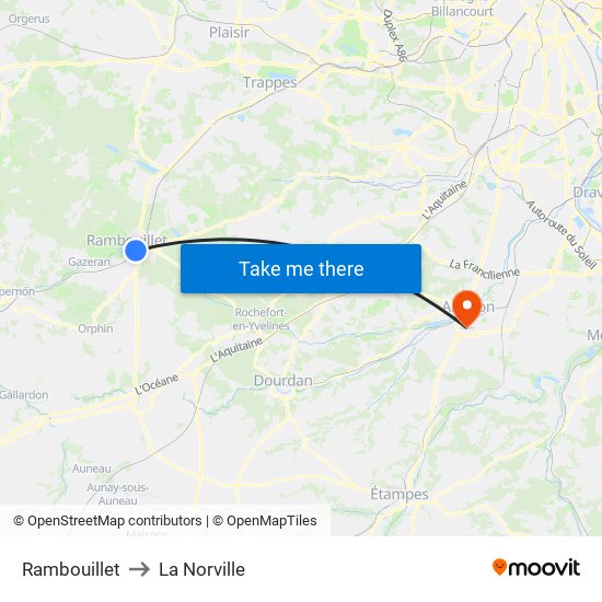 Rambouillet to La Norville map