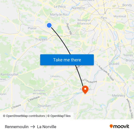 Rennemoulin to La Norville map