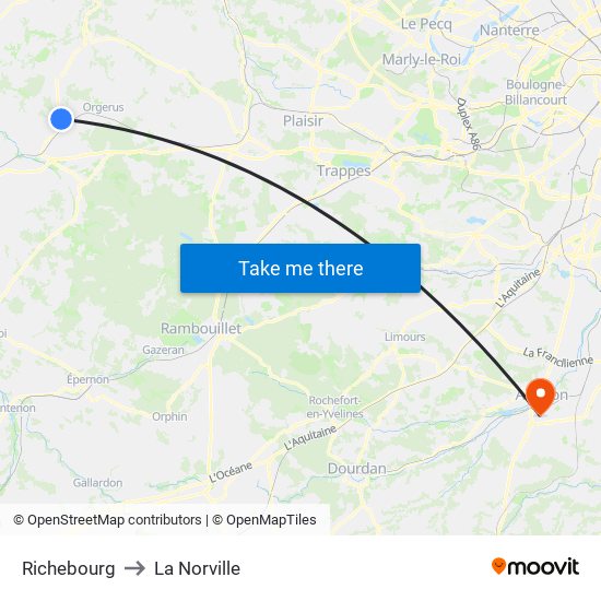 Richebourg to La Norville map