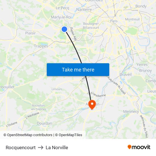 Rocquencourt to La Norville map