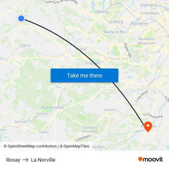 Rosay to La Norville map