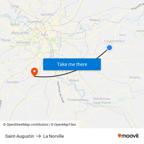 Saint-Augustin to La Norville map