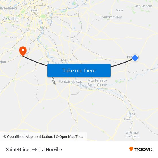 Saint-Brice to La Norville map