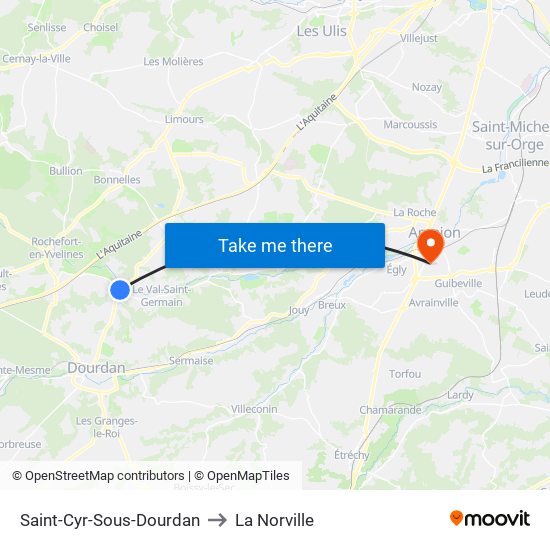 Saint-Cyr-Sous-Dourdan to La Norville map