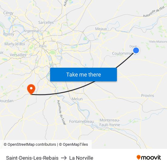 Saint-Denis-Les-Rebais to La Norville map
