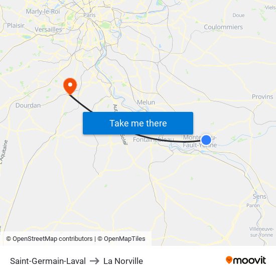 Saint-Germain-Laval to La Norville map