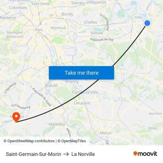 Saint-Germain-Sur-Morin to La Norville map