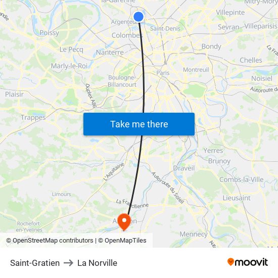 Saint-Gratien to La Norville map
