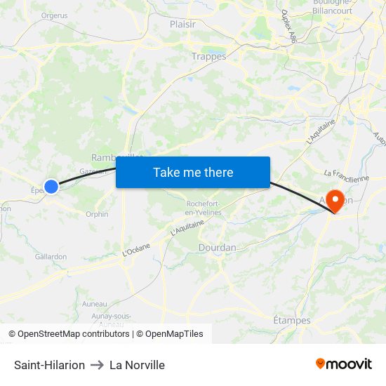 Saint-Hilarion to La Norville map