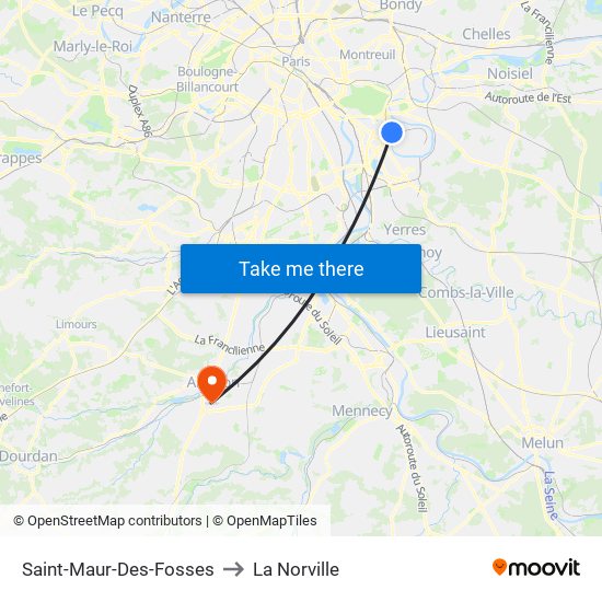 Saint-Maur-Des-Fosses to La Norville map