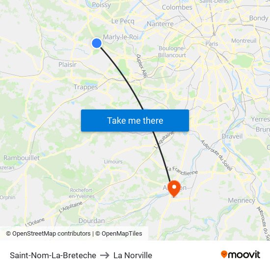 Saint-Nom-La-Breteche to La Norville map