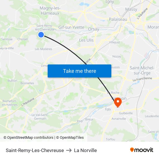Saint-Remy-Les-Chevreuse to La Norville map