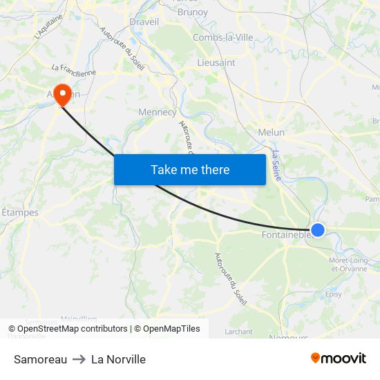 Samoreau to La Norville map