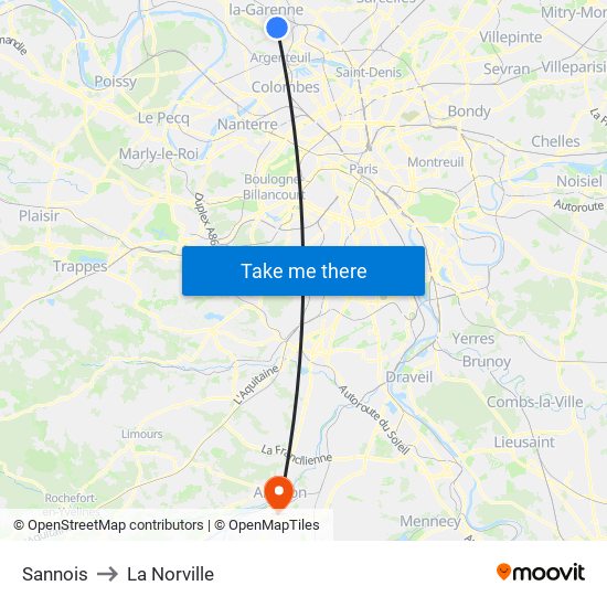 Sannois to La Norville map