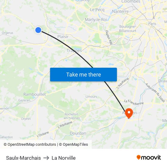 Saulx-Marchais to La Norville map