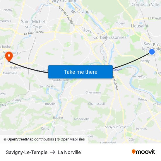 Savigny-Le-Temple to La Norville map