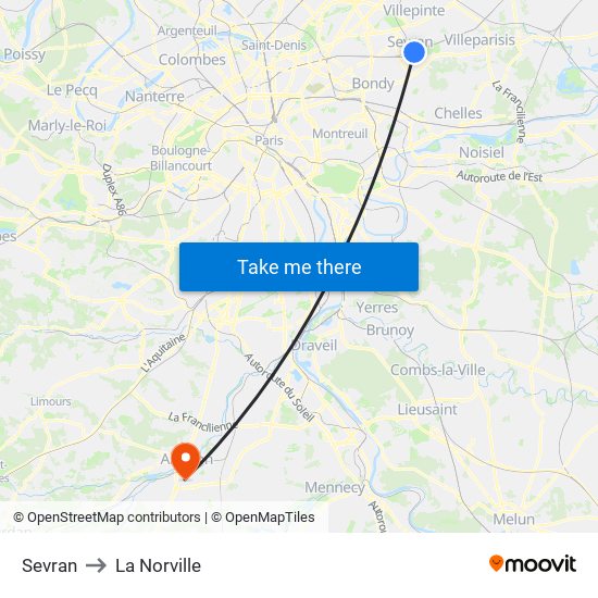 Sevran to La Norville map