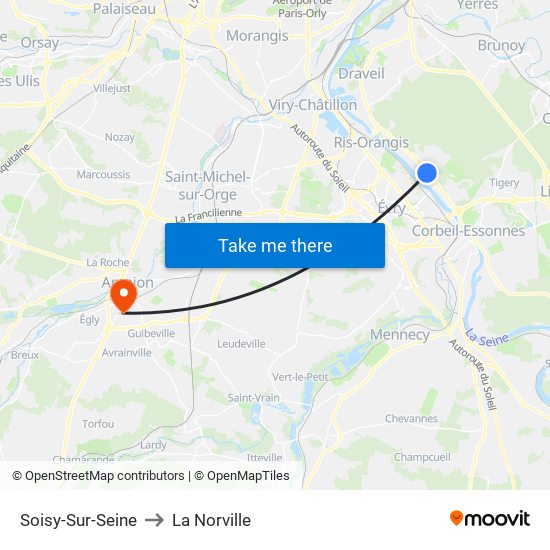 Soisy-Sur-Seine to La Norville map