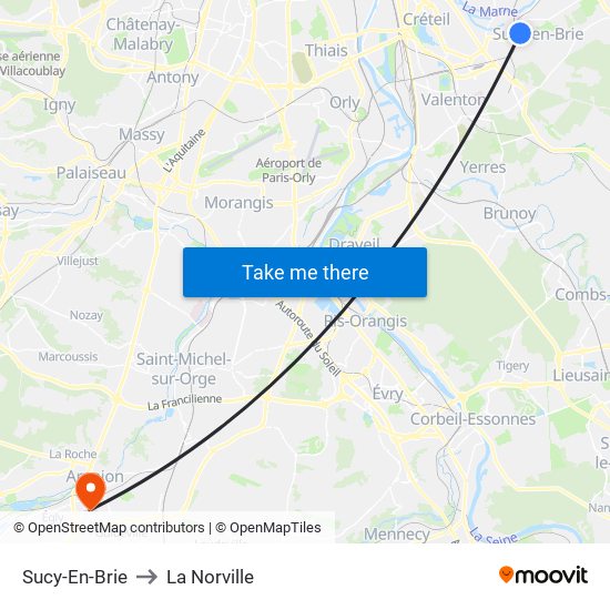 Sucy-En-Brie to La Norville map