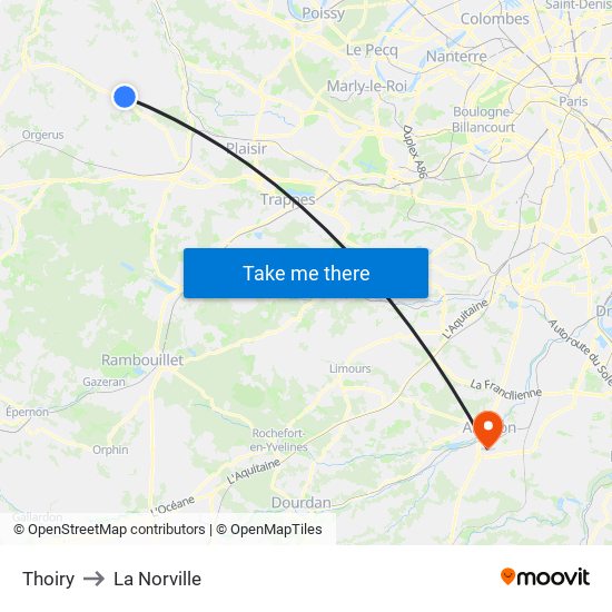 Thoiry to La Norville map