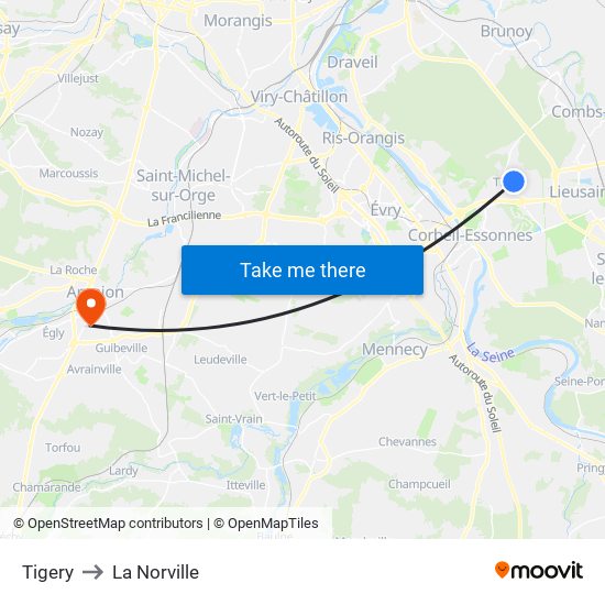 Tigery to La Norville map