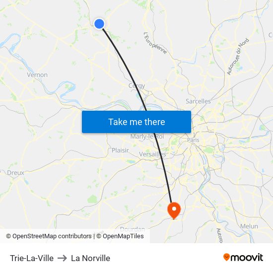 Trie-La-Ville to La Norville map